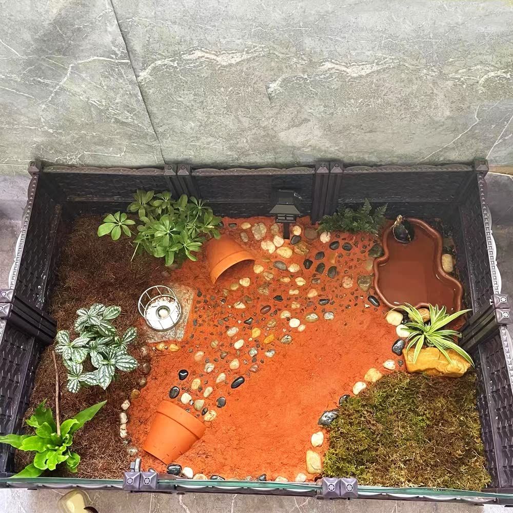 Extra Large Reptile Bathing Pool Reptile Feeding Dish Water Bowl with Ramp…, Brown image 3