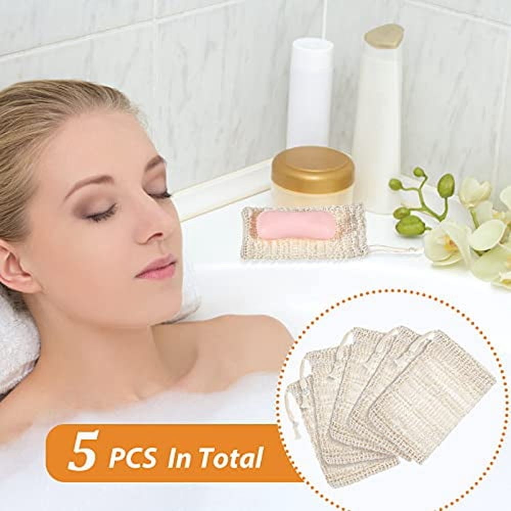 5 Pieces Soap Saver Bag Natural Sisal Exfoliating Soap Pouch for Foaming…, 10 × 15cm image 3