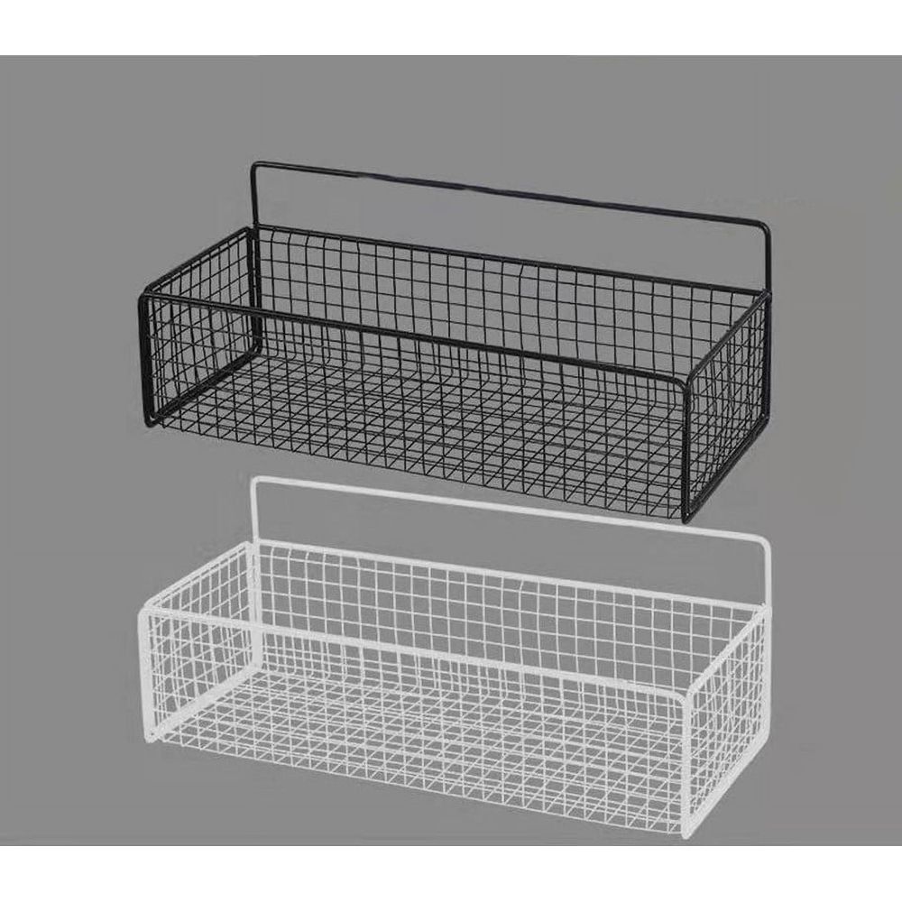 Wire Wall Grid Basket Hanging Display Shelf Metal Grid Panel Accessories, White image 4