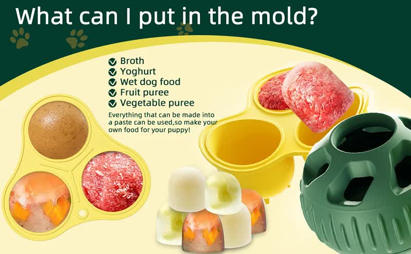 Yellow Ball and Black Mold Pet Treat Dispensing Ball and Molding Set - Silicone Dog… image 7