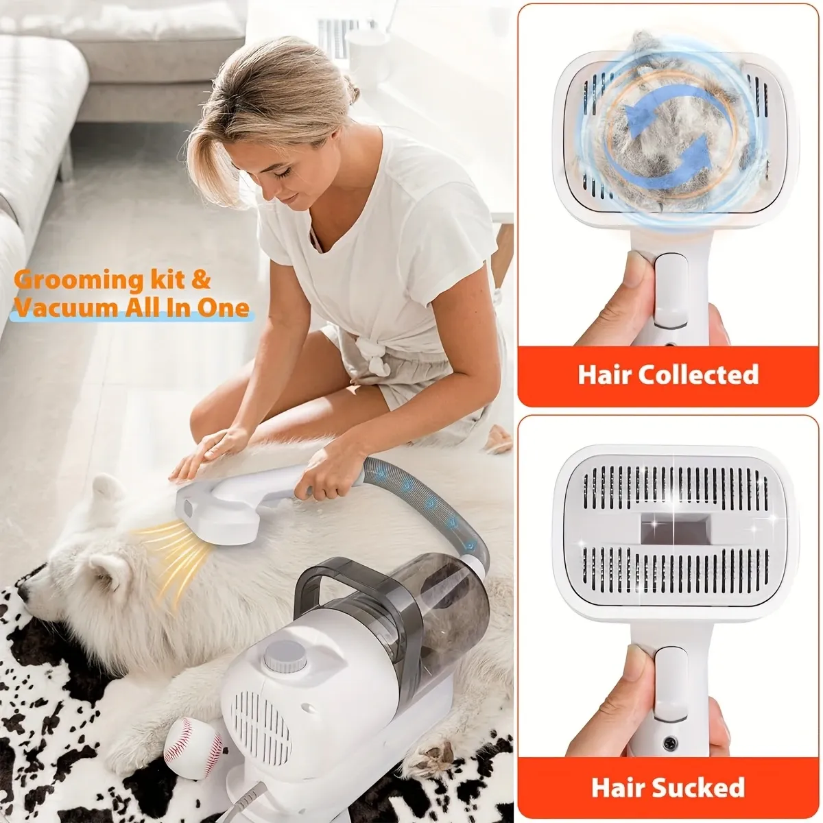 Pet Grooming Vacuum Kit 13000Pa Strong Suction 99% Hair Removal 6 Clipper Combs 5… image 6