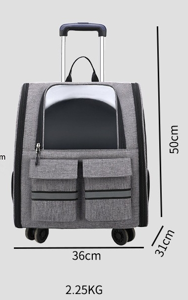 light Blue 3-in-1 Pet Carrier: Rolling Backpack with Collapsible Design image 2