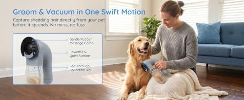 2-in-1 Pet Hair Vacuum Grooming Brush Dog Cat Deshedding Tool with Suction & Soft… image 7