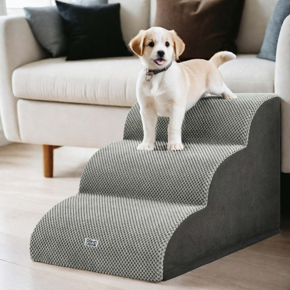 i.Pet Dog Ramp Steps Foam 3 Tier Pet Stairs For Bed Sofa Car Portable Indoor image 7
