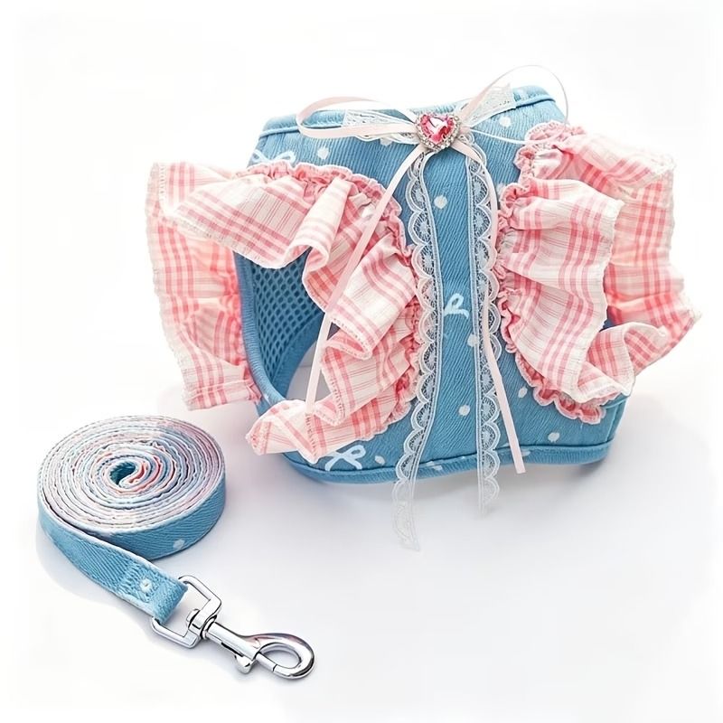 Pet Denim Harness Leash Set Breathable Adjustable Escape Proof for Small Medium Dogs… image 13