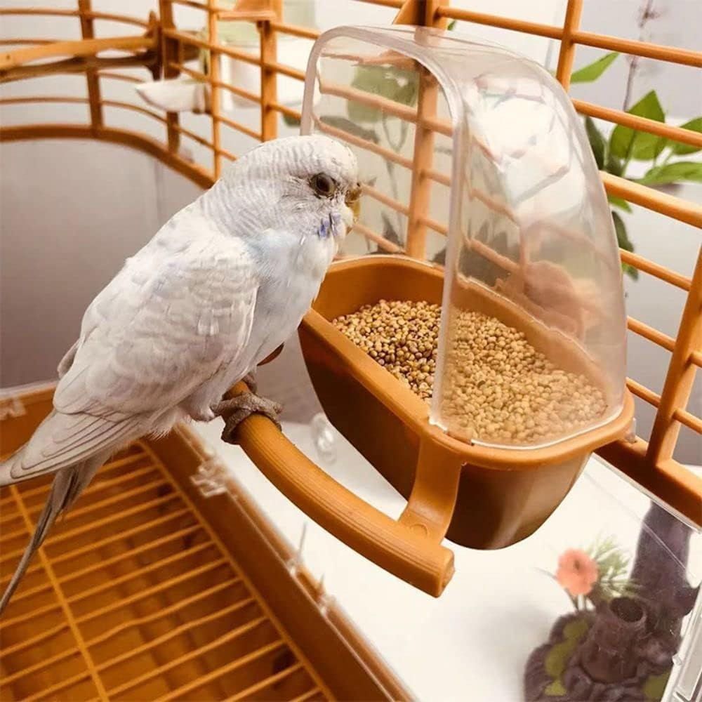 Bird Feeder Bird Cage Food Water Feeder Hanging Plastic Foods Feeding Box…, Brown image 3