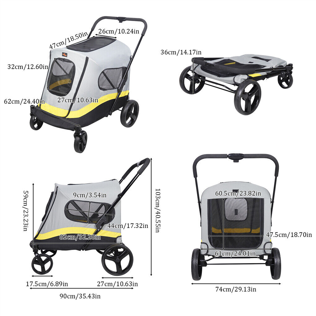 Dog Stroller w/ Rain Cover Foldable Pet Cart image 3