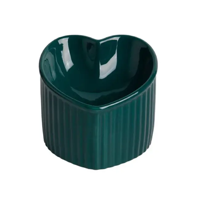 Love Shape Slanted Cat Bowl Ceramic Pet Bowl for Cats Food Water Feeding Dish - Dark…