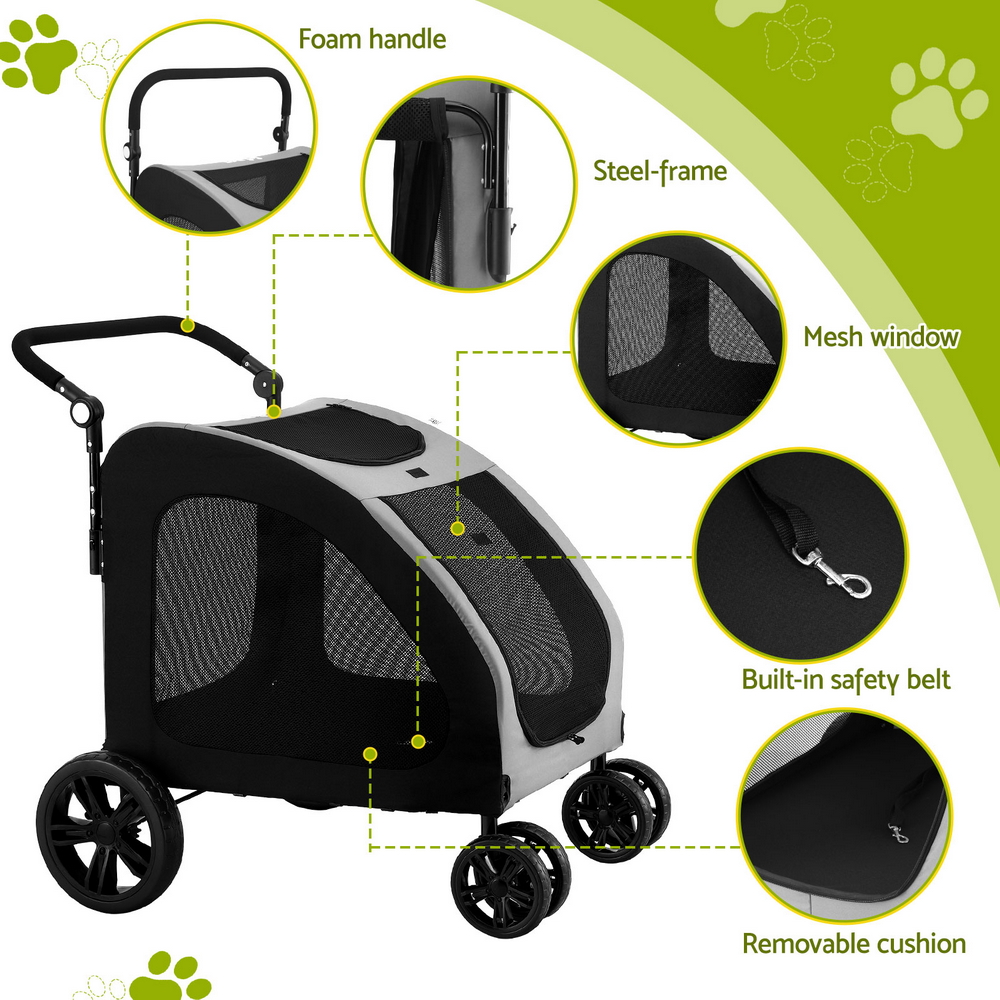i.Pet Pet Stroller Dog Pram Large Carrier Cat Travel Foldable Strollers 4 Wheels Trolley image 8