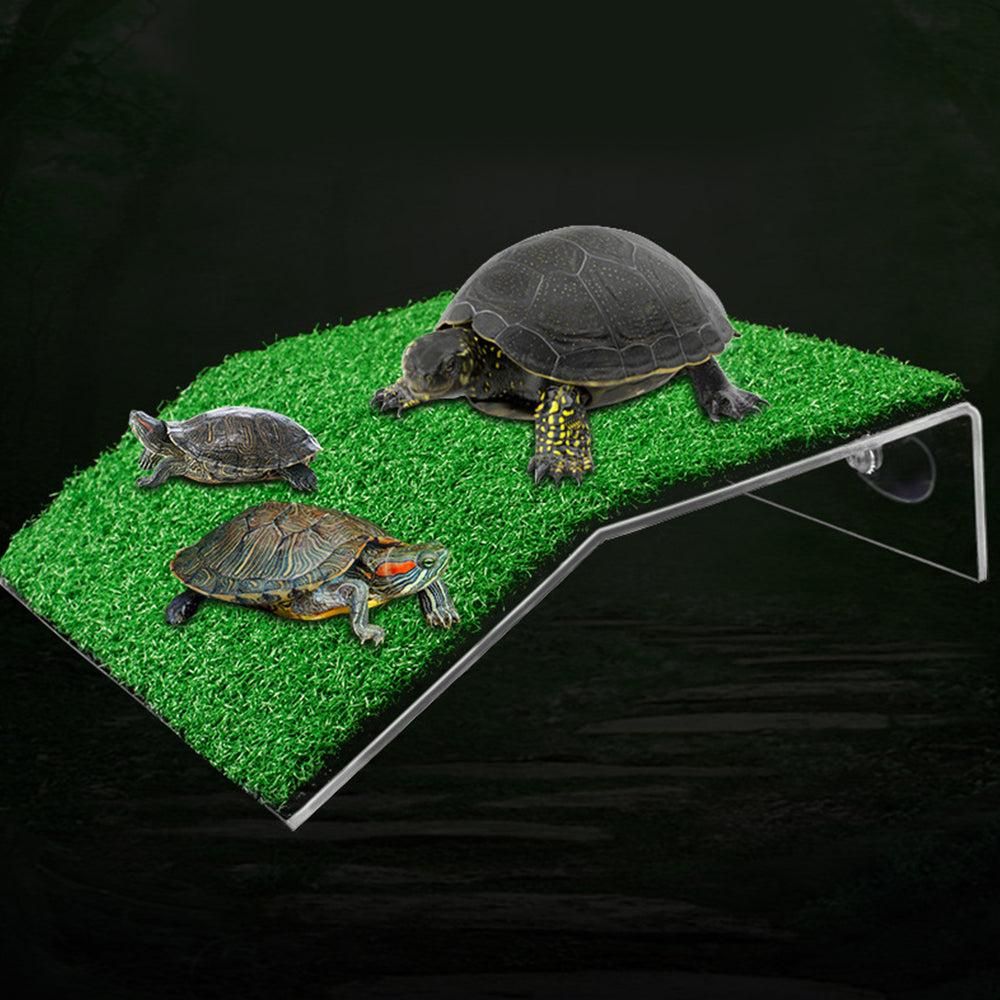 Turtle Basking Platform Simulation Grass Turtle Ramp for Fish Tank Aquarium - L image 2
