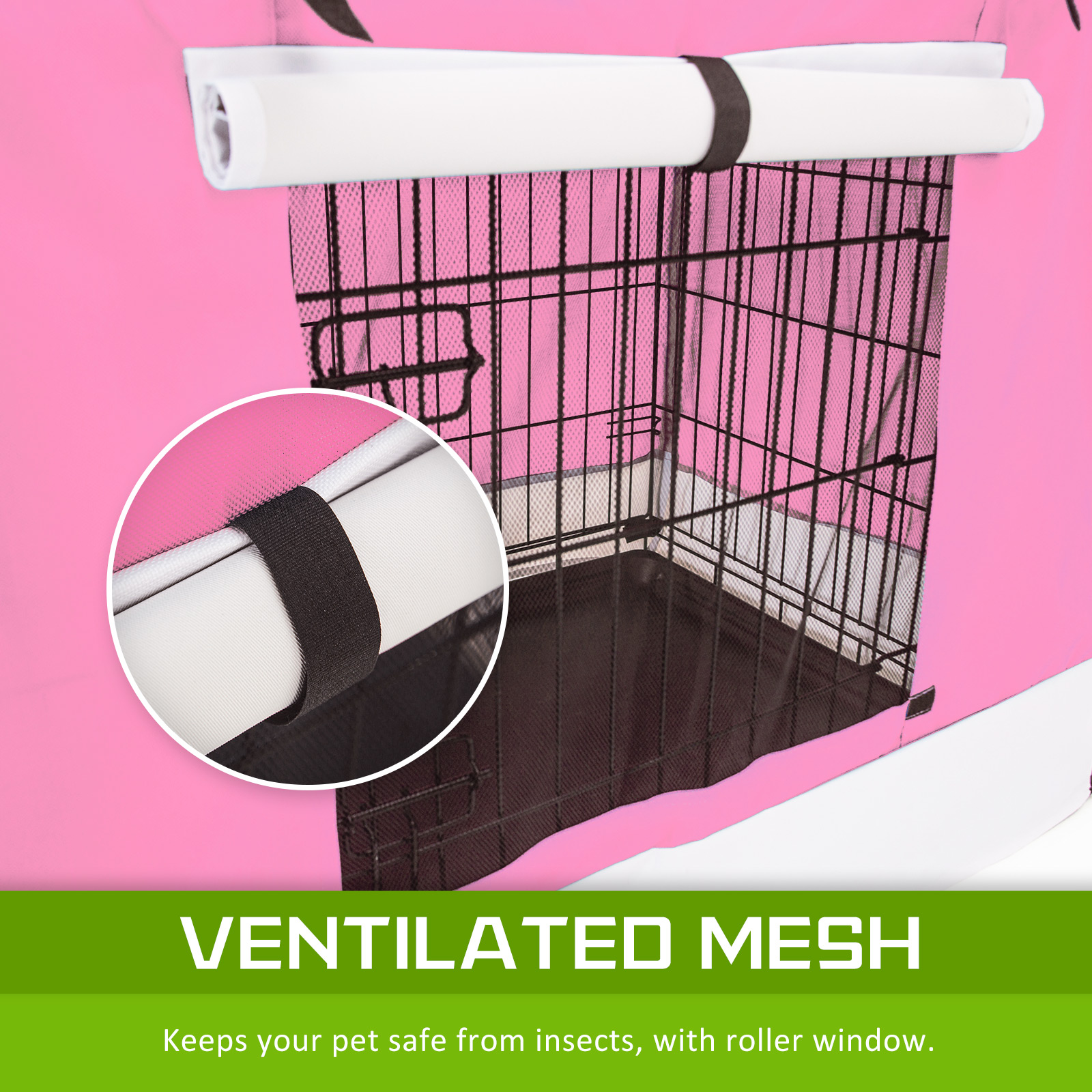 Wire Dog Cage Foldable Crate Kennel 42in with Tray + PINK Cover Combo image 9