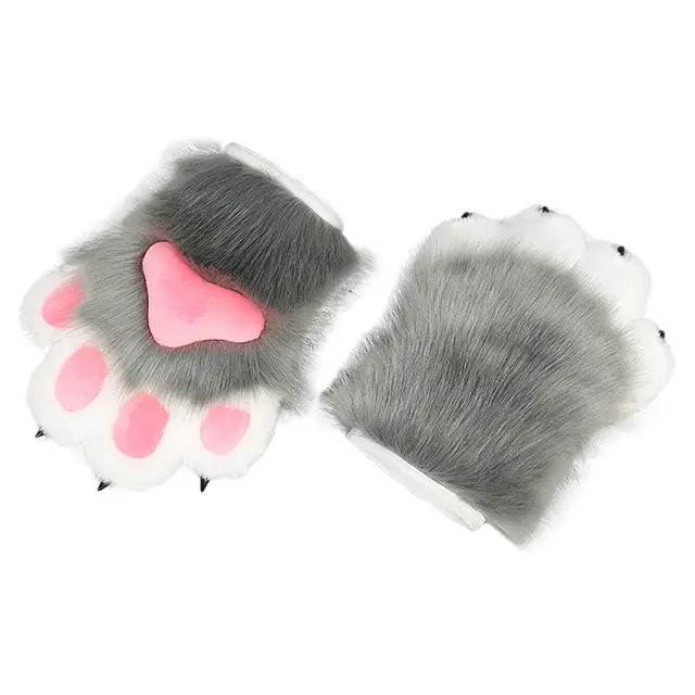 Plush Furry Cat Claw Glove Faux Fur Animal Claw Glove with Whistle for Cosplay Costume…