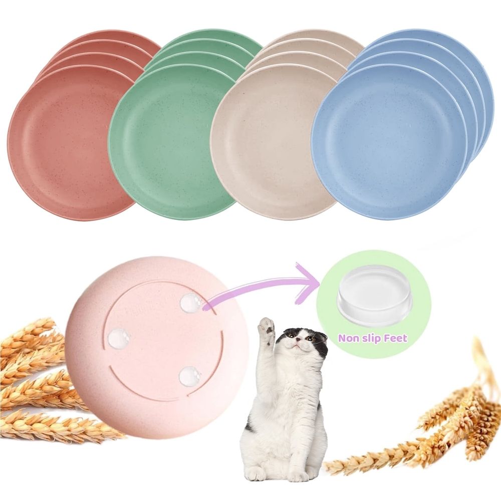 16 Pack Cat Food Bowls Non-Slip Plastic Cat Dishes