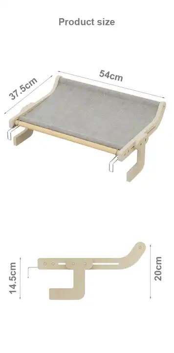 Wall-Mounted Cat Hammock Bed- Wooden Frame, Comfortable and Space-Saving Design for Pets image 5