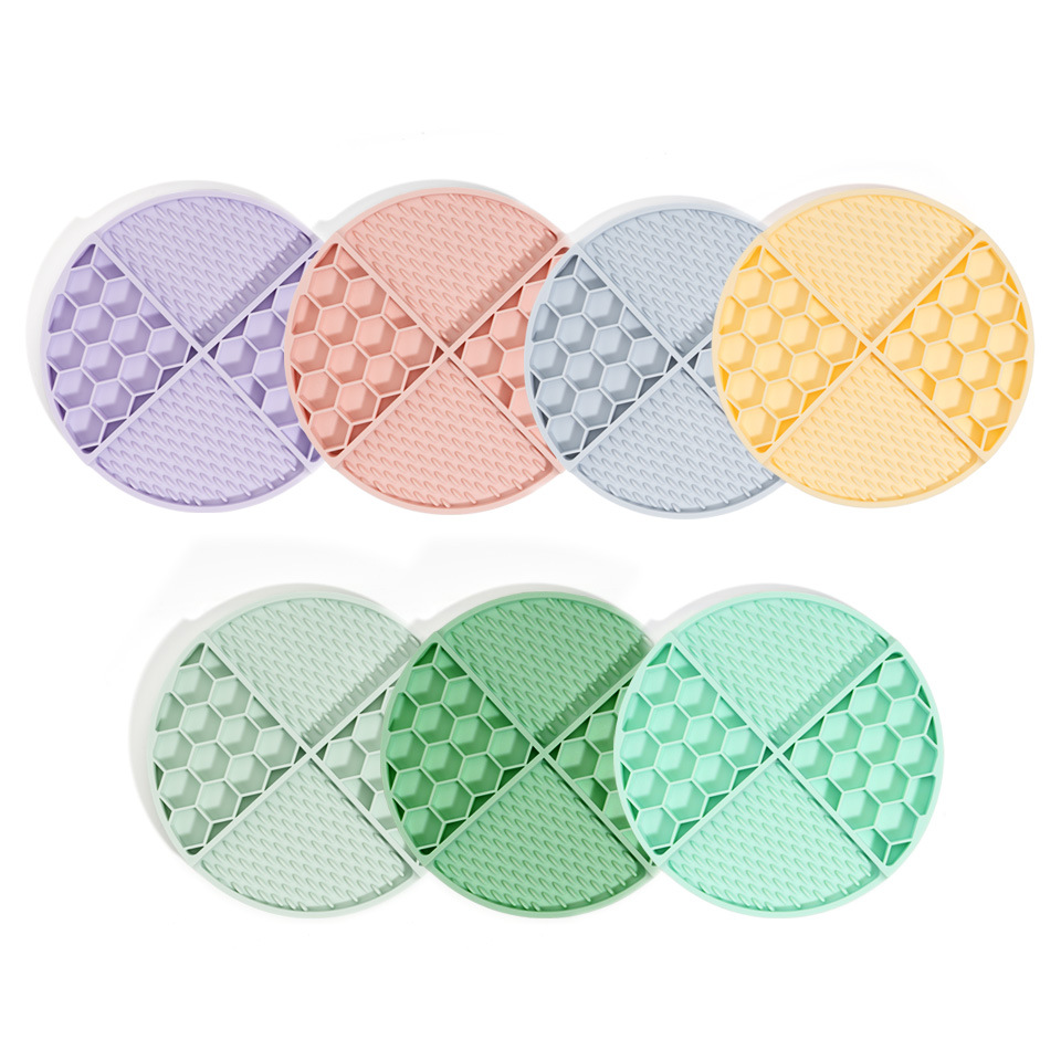 2 Pcs Grey Honeycomb Pet Slow Feeder Bowl - Anti-Choke Silicone Lick Mat with Suction… image 4