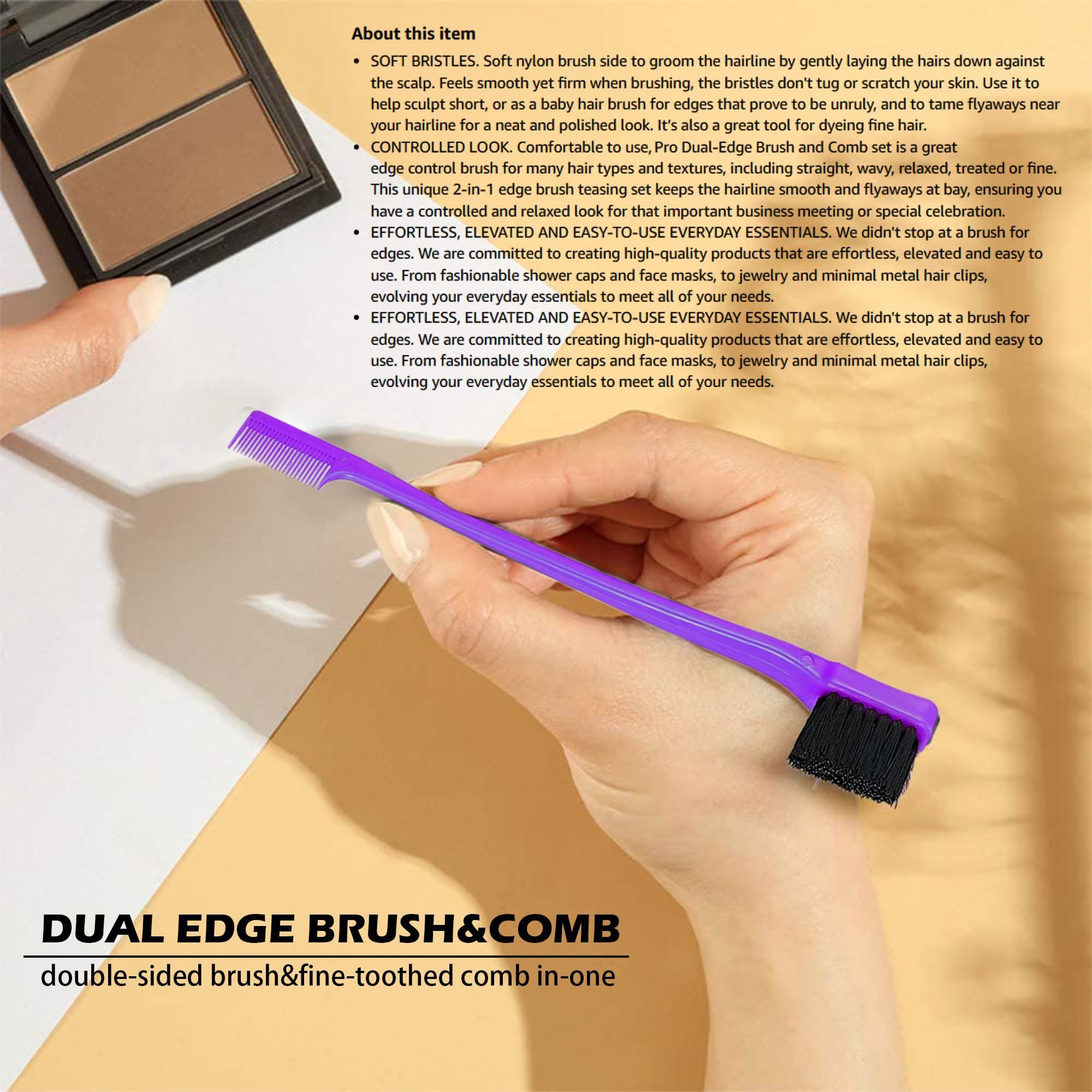 2 Pieces Soft Style Double Sided Edge Control Hair Brush Comb Combo Pack Brushes 2 In… image 5