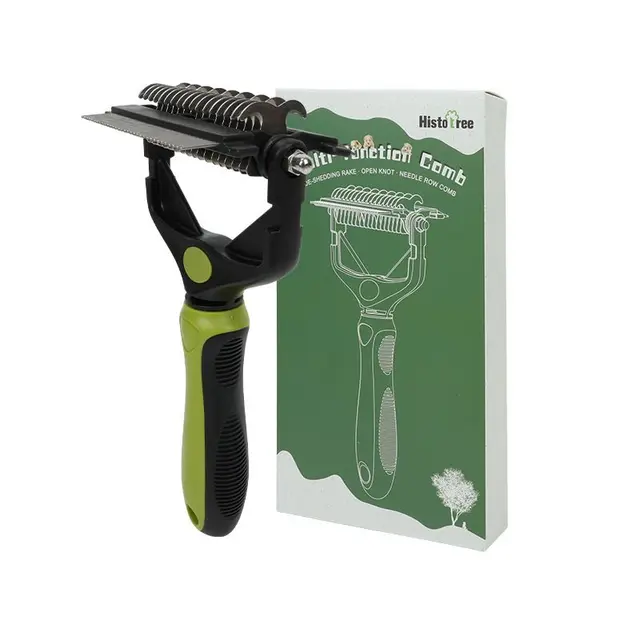 Green 3 in 1 Pet Dematting Comb - Detangling Rake