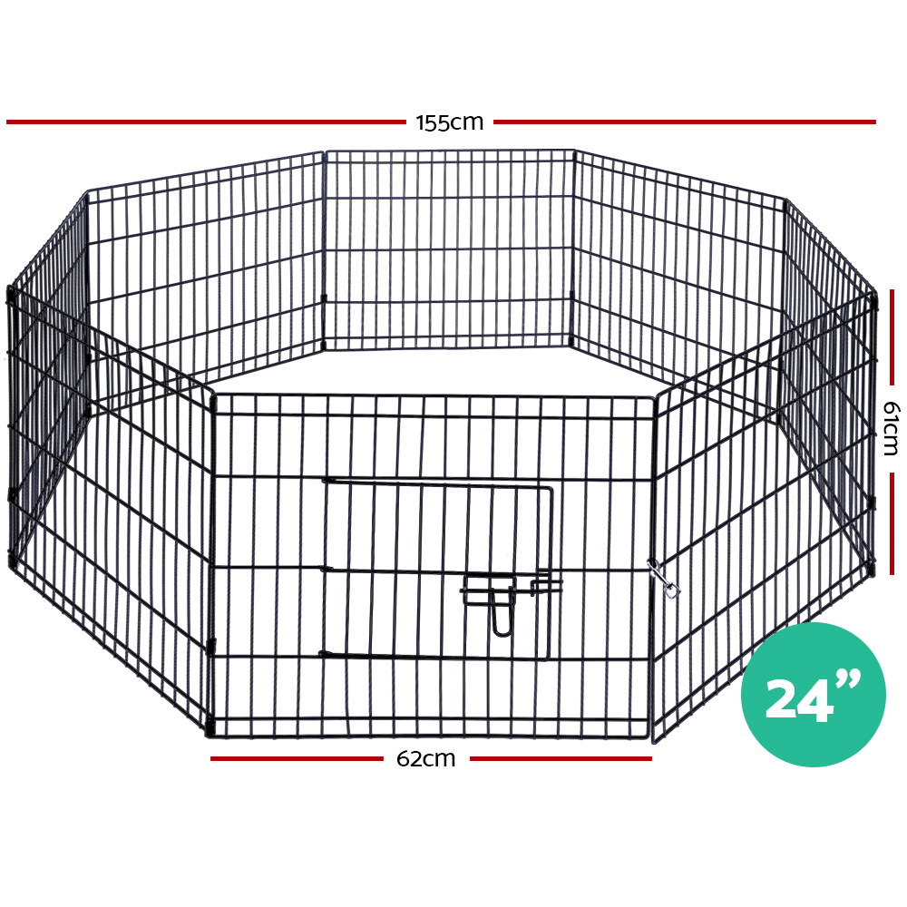 i.Pet 24" 8 Panel Dog Playpen Pet Fence Exercise Cage Enclosure Play Pen image 2