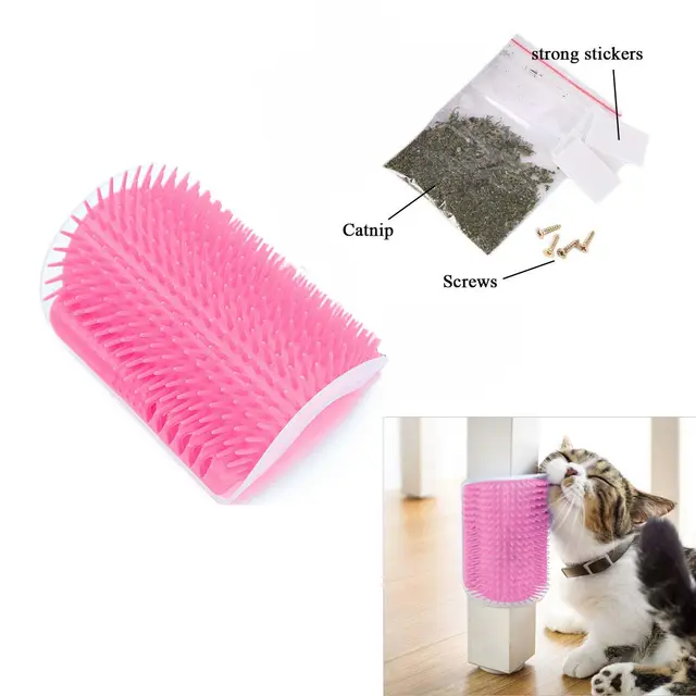 Cat Self Groomer Catnip Dog Cat Toy Corner Groomer Wall Corner Scratcher Comb Grooming…
