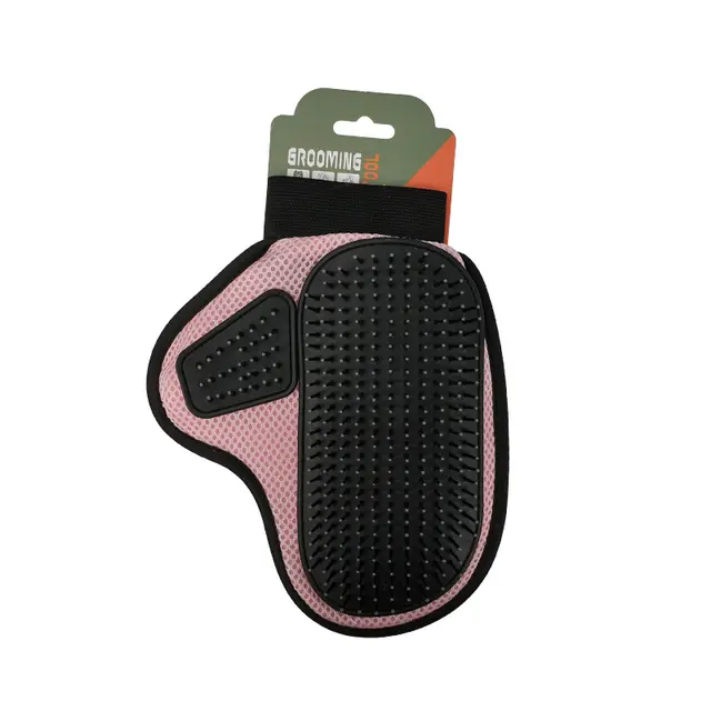 2 Pcs Pink And Black Pet Grooming Glove - Gentle Deshedding & Massage Mitt for Dogs &…