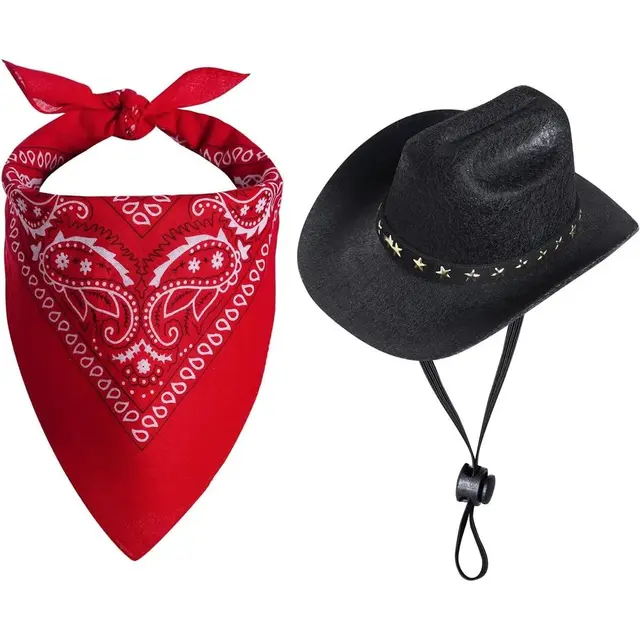 Dog Cowboy Hat Halloween Dog Bandana Scarf Funny Dog Halloween Costumes for Small…
