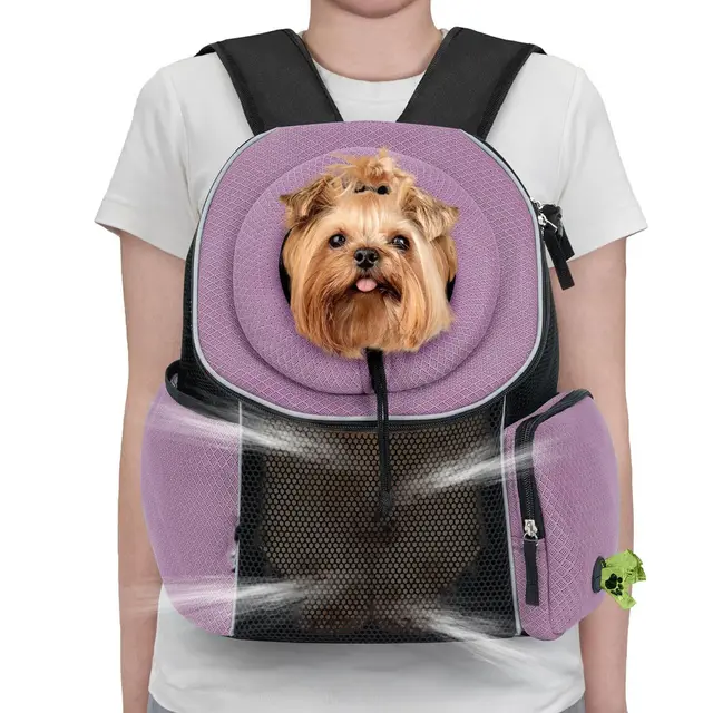 Purple Breathable Mesh Pet Carrier Backpack - Head-Out Design for Small Dogs & Cats