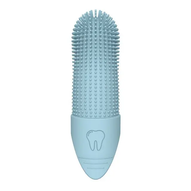 Gentle Silicone Finger Toothbrush for Cats and Dogs – Reusable, Blue