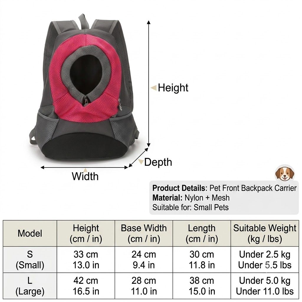 Ventilated Small Pet Carrier Backpack – Hands-Free Nylon Travel Bag with Adjustable… image 2