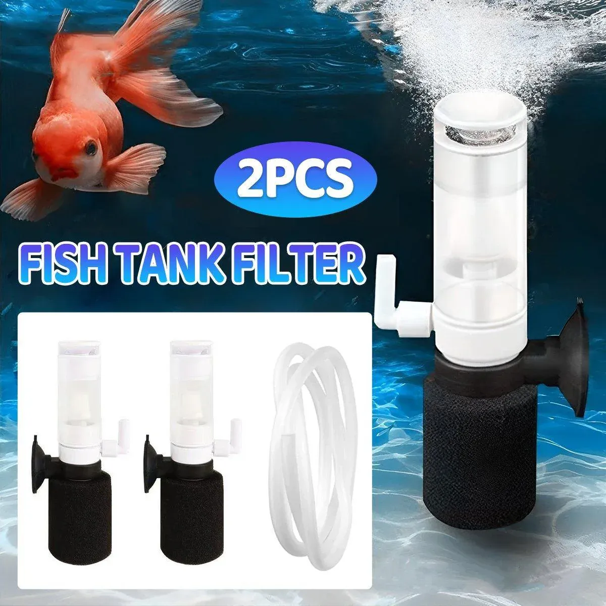 Compact Mini Aquarium Filter 3 in 1 Water Filter Aerator for Fish Tanks Quiet