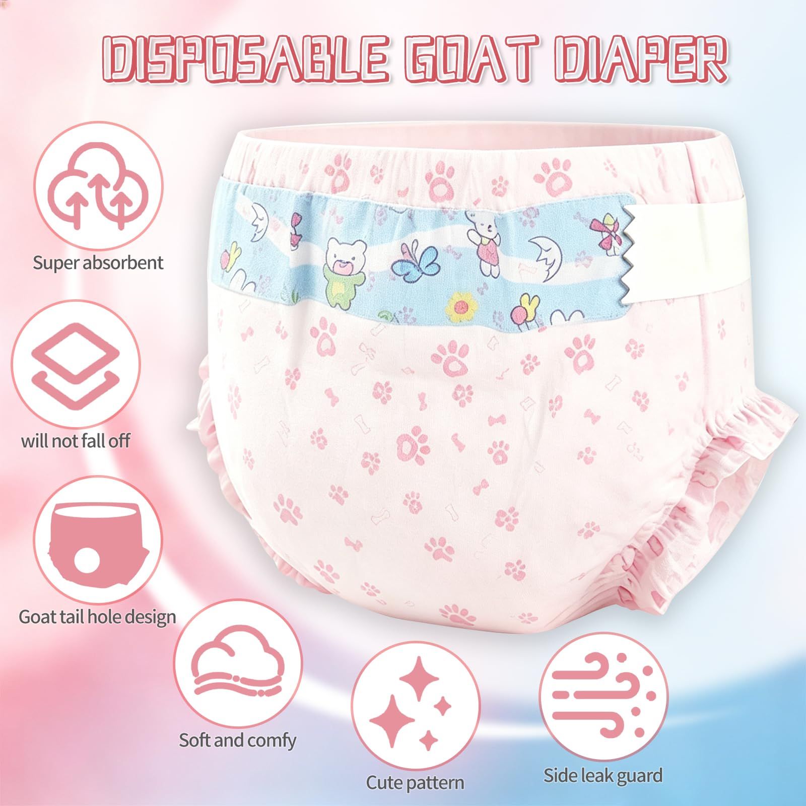 Pet Diapers for Female Dogs, Pink, S image 3