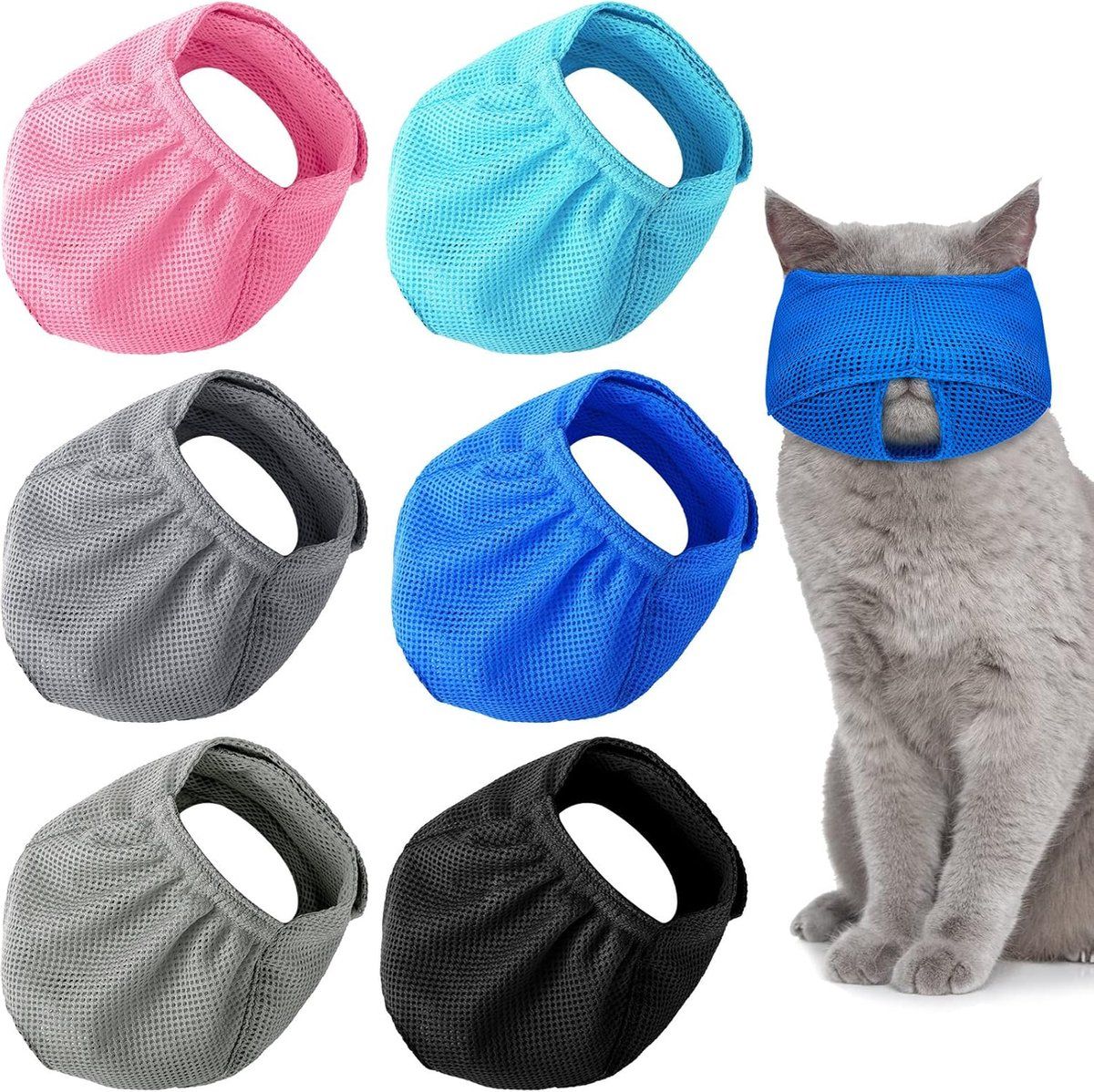 6 Piece Nylon Cat Muzzle Set, L