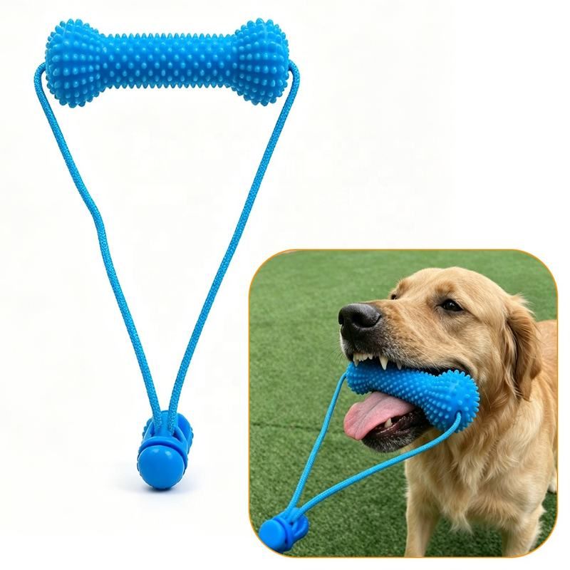 Dog Dental Chew Toy and Finger Brush Set - 10cm Blue Hands Free Chew Toy with 3… image 3
