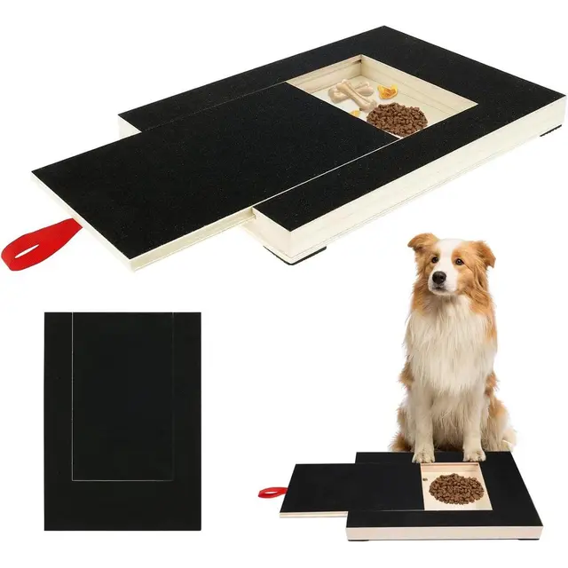 Dog Scratch Board for Nails with Treat Compartment, Black, 35 × 25 × 3cm