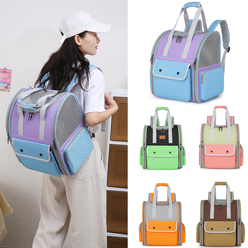 Blue And Purple Portable Pet Carrier Backpack - Spacious image 2