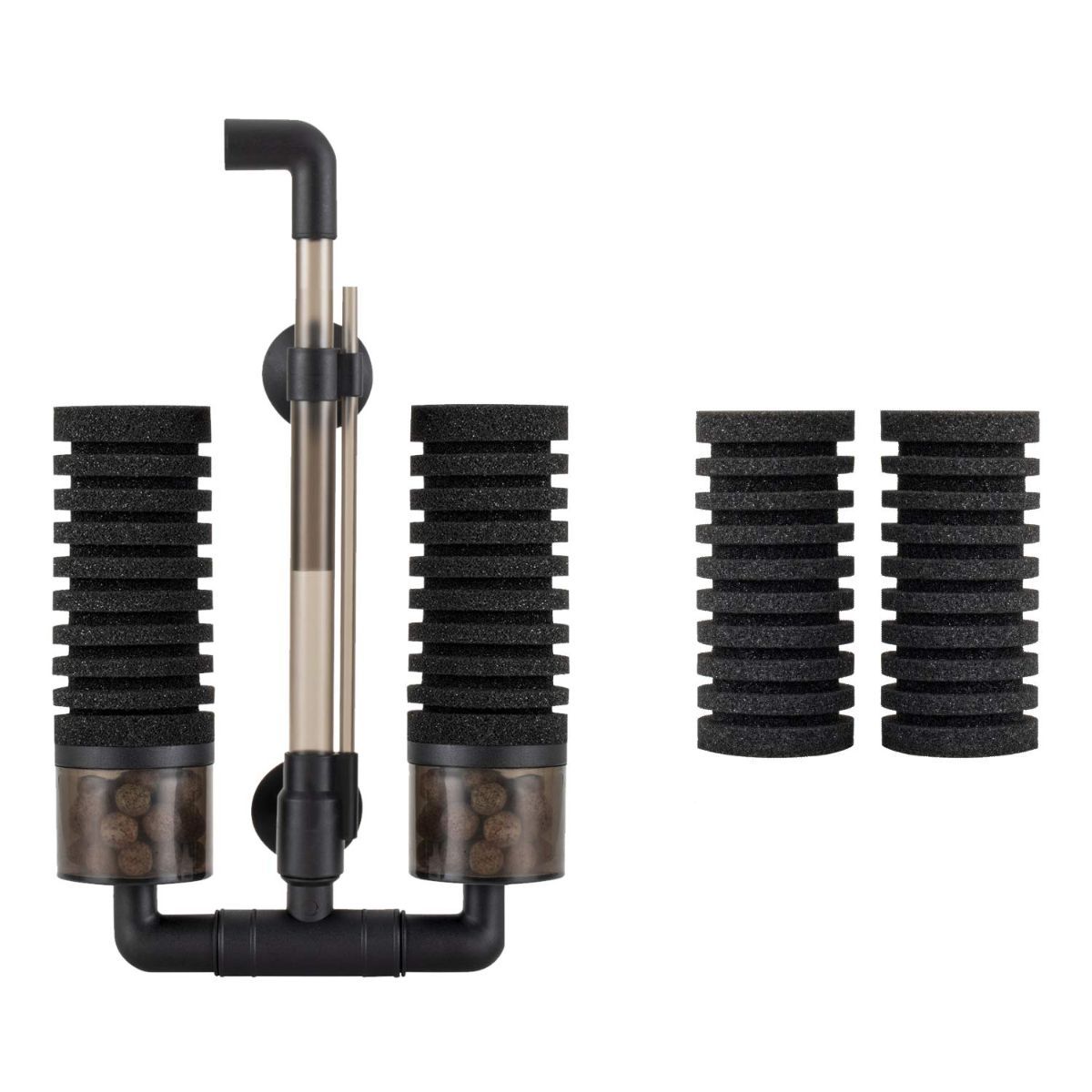 Aquarium Double Sponge Filter, Comes with 2 Spare Sponges - Black - Size S image 3