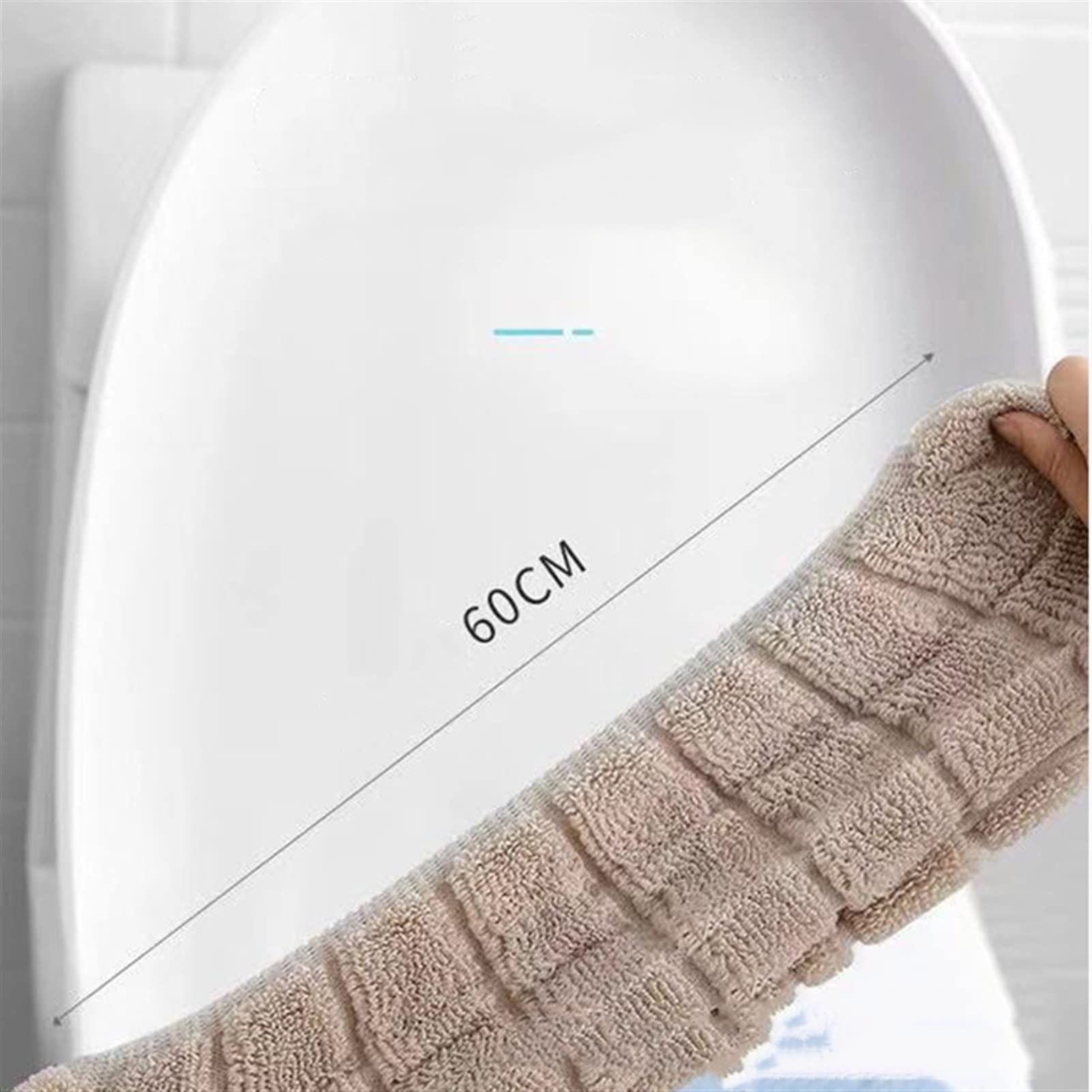 Bathroom Soft Thicker Warmer Stretchable Washable Cloth Toilet Seat Cover Pads, Pink image 2