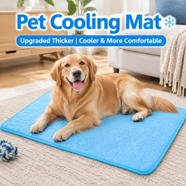 Cooling Pet Mat with Breathable Ice Silk Surface and Thick High-Elastic Foam for Dogs…