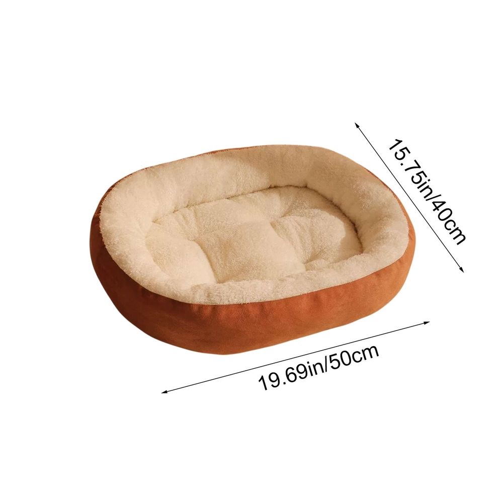 Brown Warm Oval Plush Pet Bed Winter Cat Dog House Cozy Kennel Pad Soft Fleece… image 2