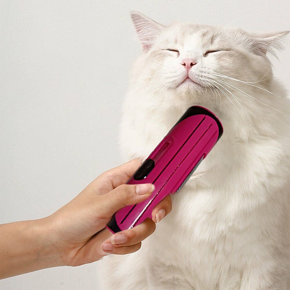 Pet Dog Cat Hair Fur Deshedding Shedding Trimmer Grooming Roll Comb Brush red image 4