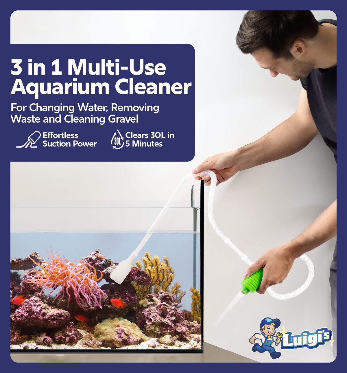 Fish Tank Cleaner - Turtle Tank Accessories - Gravel Vacuum for Aquarium - Hand Siphon… image 4
