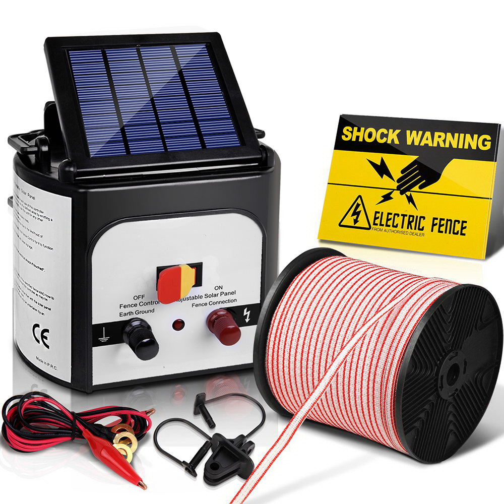 Giantz Fence Energiser 8KM Solar Powered Electric 400M Poly Tape Insulator image 8
