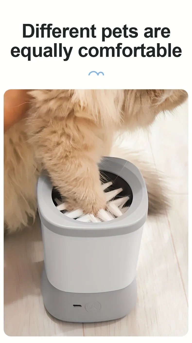 Pet Automatic Paw Cleaner with 360° Rotating Silicone Bristles, Pink image 8