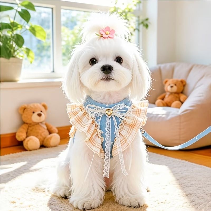 Pet Denim HarnePet Denim Harness Leash Set Breathable Adjustable Escape Proof for… image 11