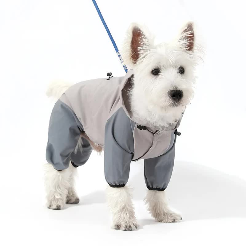 Waterproof Dog Raincoat with Hidden Leash Hole - Windproof and Comfortable…, Grey, XL