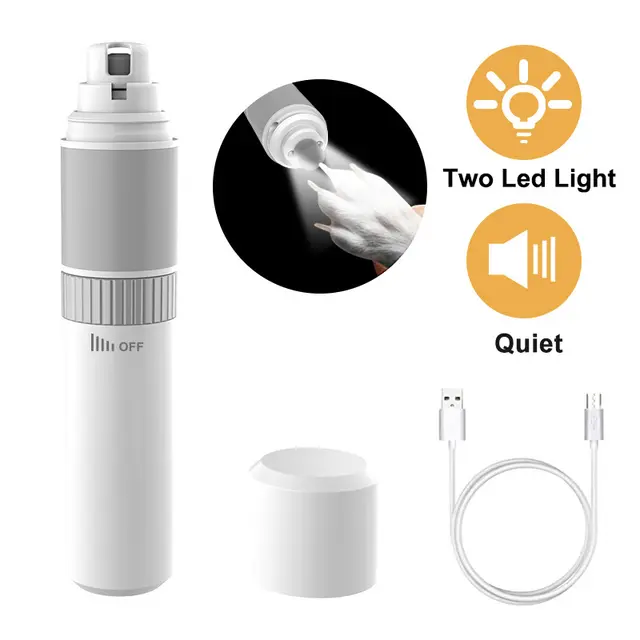 Rechargeable Pet Nail Grinder with Quiet Motor and LED Lights- USB Charging