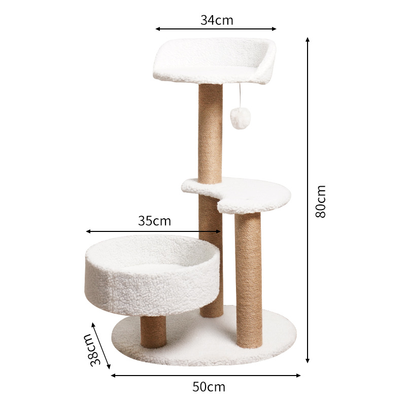 Modern Cat Tree Tower with Scratching Posts and Cozy Perches (50x38x80 cm) image 2