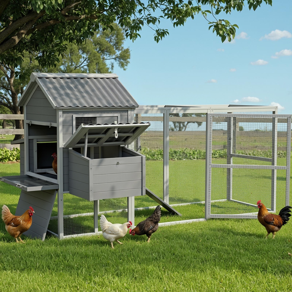 i.Pet Chicken Coop Rabbit Hutch Extra Large Wooden Run Bunny Cage Poultry House Outdoor image 7