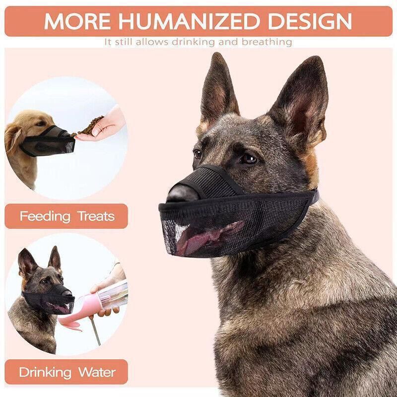 Adjustable XL Size Pet Dog Mask Mouth Muzzle Anti Barking Bite Stop Chewing Mask - Black image 11