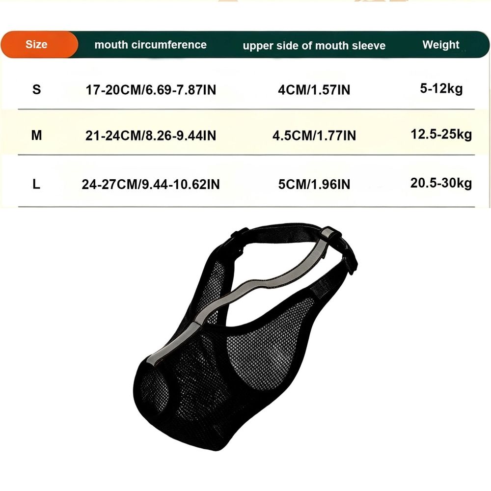Mesh Dog Muzzle with Reflective Adjustable Strap, Gray image 3