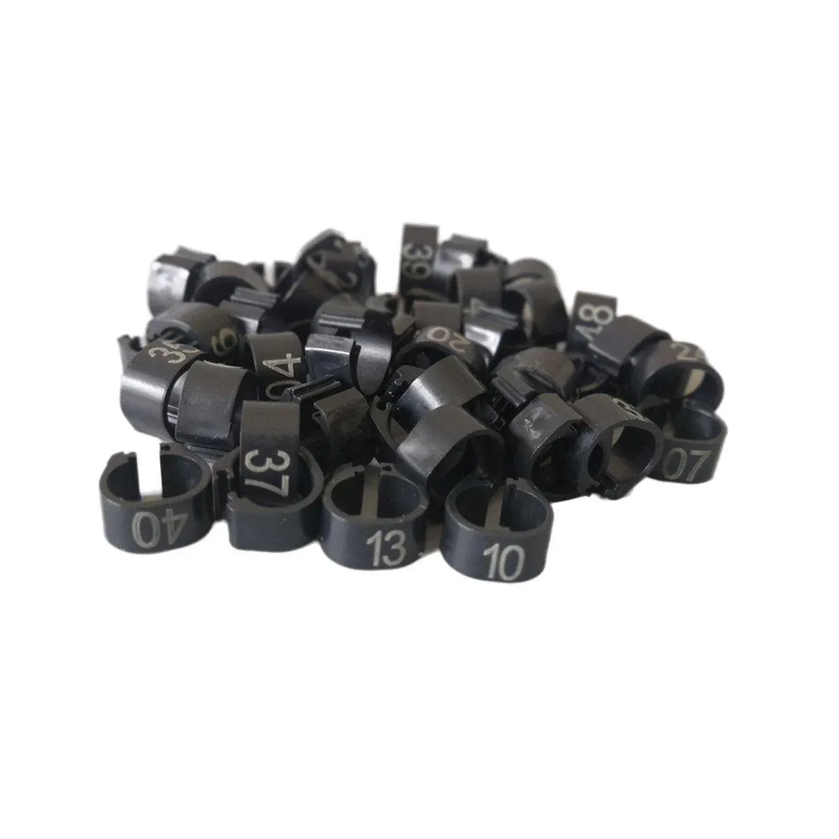 100X 001-100 Digital Numbered Bird Leg Band Rings Clip For Pigeon Parrot Poultry - Black